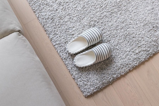 pantoufle sur le tapis à la maison