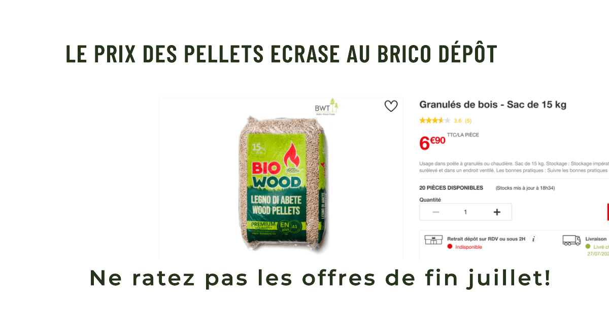 Les pellets à prix choc dans plusieurs magasins de bricolage dont Brico Dépôt, Bricomarché et Leroy Merlin